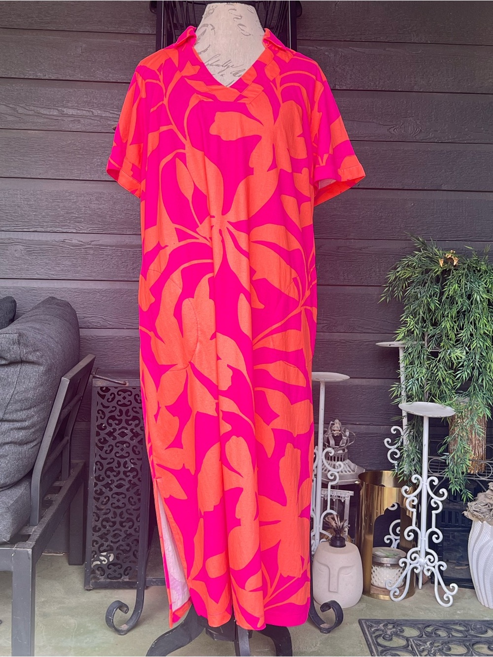 Belle by Kim Gravel Petite Cabana Knit Fleur de Sail Maxi Dress Size XLP